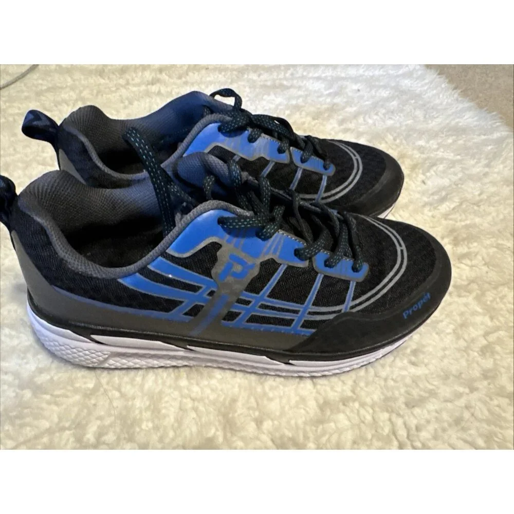 Propet Mens Sz 10.5W Ultra Black & Blue Sneakers Athletic Shoe NEW $130
